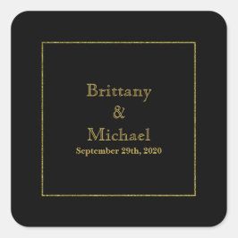 Elegant Black Gold Lijst Wedding Envelope Sticker