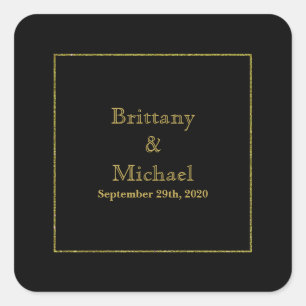 Elegant Black Gold Lijst Wedding Envelope Sticker