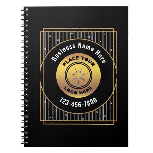 Elegant Black Gold Logo Business Personaliseer uw  Notitieboek (Voorkant)