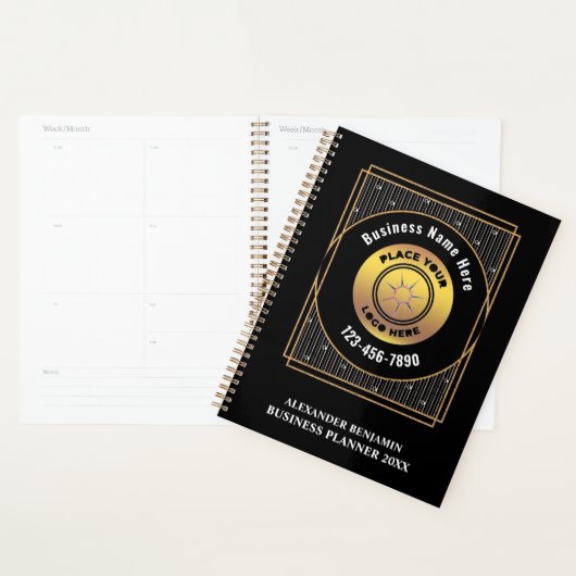 Elegant Black Gold Logo Business Personaliseer uw Planner (Display)