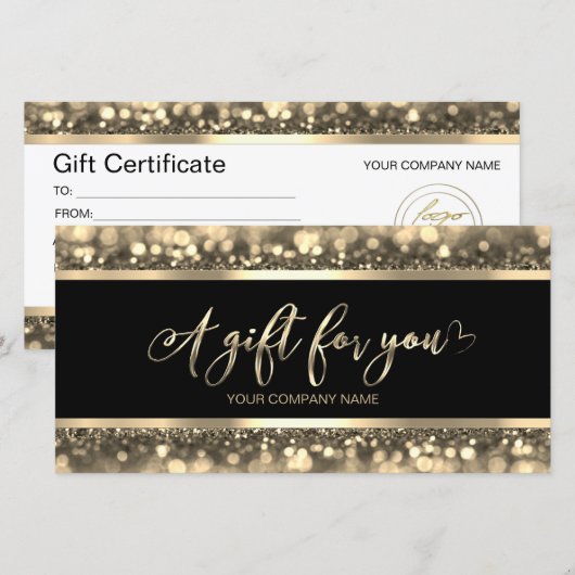 Elegant Black & Gold | Logo Cadeaubon (Voorkant / Achterkant)
