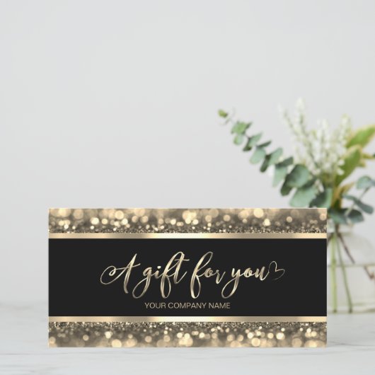 Elegant Black & Gold | Logo Cadeaubon (Staand voorkant)