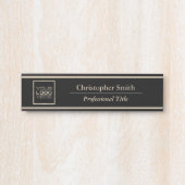 Elegant Black Gold Logo verwisselbaar Kantoor Deurbordje (Voorkant)