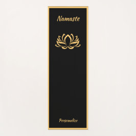 Elegant Black Gold Lotus Flower Zen Yoga Namaste Yogamat
