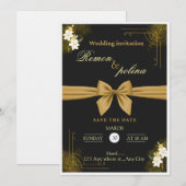 Elegant Black & Gold Luxury Wedding Invitation  Kaart (Voorkant / Achterkant)