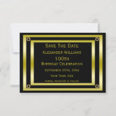 Elegant Black & Gold Man, 100e opslagdatum Save The Date (Achterkant)