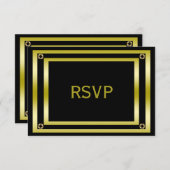 Elegant Black & Gold Man RSVP (Voorkant / Achterkant)