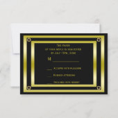 Elegant Black & Gold Man RSVP Kaartje (Achterkant)