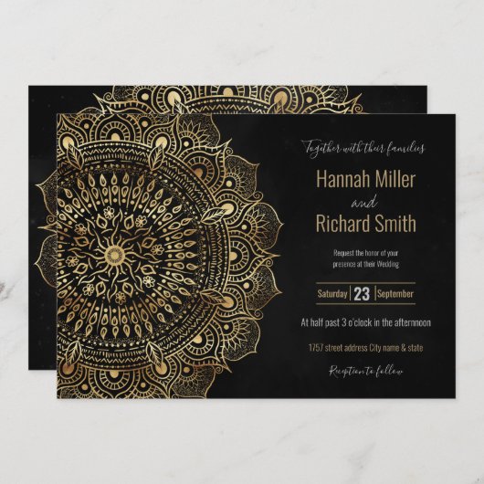 Elegant Black Gold Mandala Floral Design (Voorkant / Achterkant)