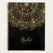 Elegant Black Gold Mandala Floral Design Planner (Voorkant)