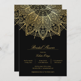 Elegant Black & Gold Mandala Vrijgezellenfeest Kaart