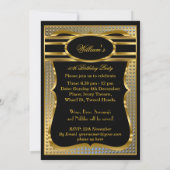 Elegant Black Gold Mannen Birthday Party Invitatio Kaart (Achterkant)