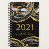 Elegant Black & Gold Marble 2021 Appointment Book Planner (Voorkant)