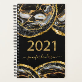 Elegant Black & Gold Marble 2021 Appointment Book Planner