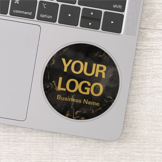 Elegant Black Gold Marble Business Logo-laptop Sticker (Detail)