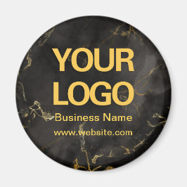 Elegant Black Gold Marble Business Logo Magneet