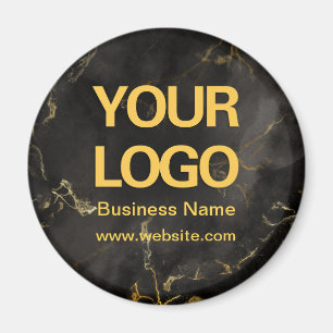 Elegant Black Gold Marble Business Logo Magneet