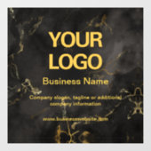 Elegant Black Gold Marble Business Logo Slogan Raamsticker (Vel)