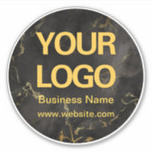 Elegant Black Gold Marble Business Logo Sticker (Voorkant)