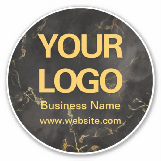 Elegant Black Gold Marble Business Logo Sticker (Voorkant)