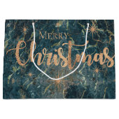 Elegant Black Gold Marble Effect Merry kerst Groot Cadeauzakje (Voorkant)