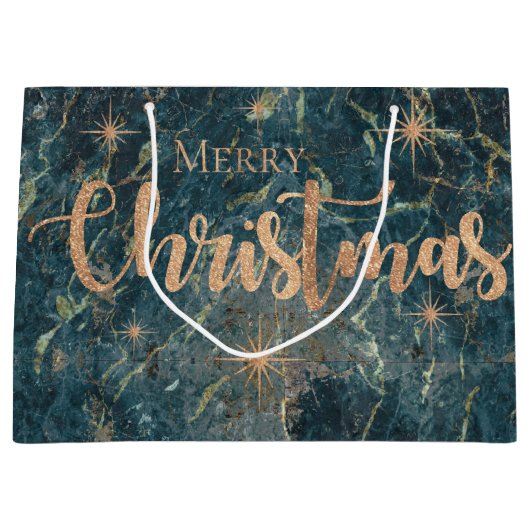 Elegant Black Gold Marble Effect Merry kerst Groot Cadeauzakje (Voorkant)