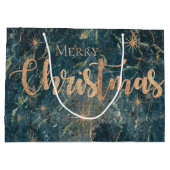Elegant Black Gold Marble Effect Merry kerst Groot Cadeauzakje (Achterkant)