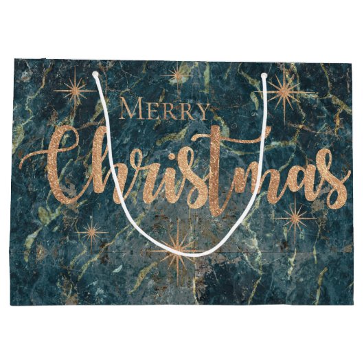 Elegant Black Gold Marble Effect Merry kerst Groot Cadeauzakje (Achterkant)