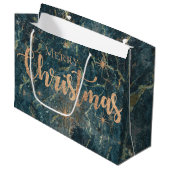 Elegant Black Gold Marble Effect Merry kerst Groot Cadeauzakje (Voorkant Gekanteld)