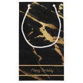 Elegant Black & Gold Marble-look | bewerkbare teks Klein Cadeauzakje (Achterkant)