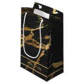 Elegant Black & Gold Marble-look | bewerkbare teks Klein Cadeauzakje (Voorkant Gekanteld)