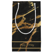 Elegant Black & Gold Marble-look | bewerkbare teks Klein Cadeauzakje (Voorkant)