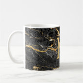 Elegant Black Gold Marble Monogram Koffiemok (Links)