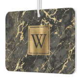 Elegant Black Gold Marble Monogram Luchtverfrisser (Links)