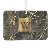 Elegant Black Gold Marble Monogram Luchtverfrisser (Achterkant)