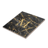 Elegant Black Gold Marble Monogram  Tegeltje (Zijkant)