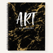 Elegant Black Gold Marble Sketchbook Notitieboek (Voorkant)