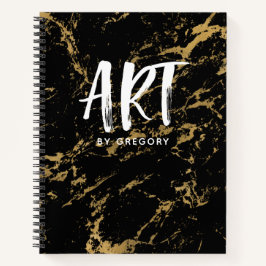 Elegant Black Gold Marble Sketchbook Notitieboek