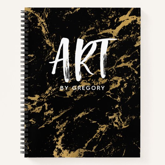 Elegant Black Gold Marble Sketchbook Notitieboek (Voorkant)