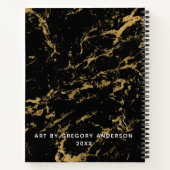Elegant Black Gold Marble Sketchbook Notitieboek (Achterkant)