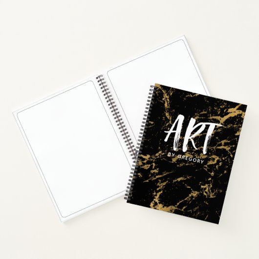 Elegant Black Gold Marble Sketchbook Notitieboek (Binnen)