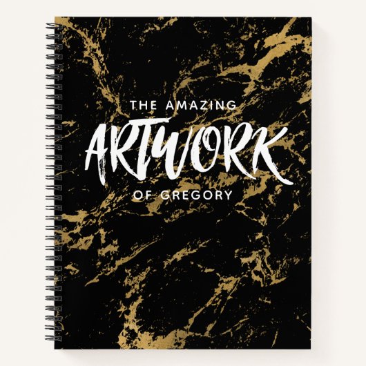 Elegant Black Gold Marble Sketchbook Notitieboek (Voorkant)