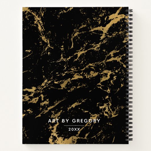 Elegant Black Gold Marble Sketchbook Notitieboek (Achterkant)
