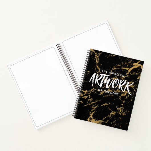 Elegant Black Gold Marble Sketchbook Notitieboek (Binnen)