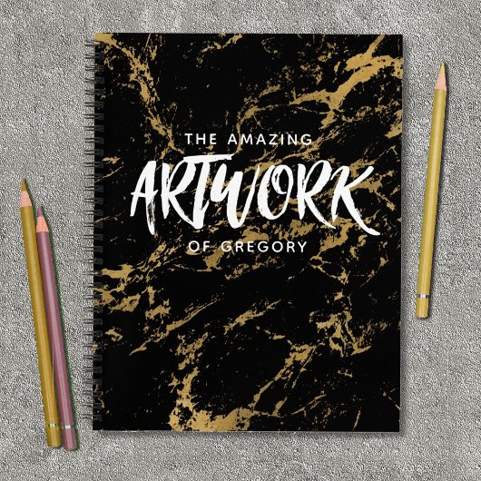 Elegant Black Gold Marble Sketchbook Notitieboek