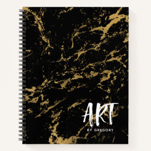 Elegant Black Gold Marble Sketchbook Notitieboek
