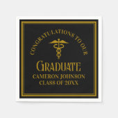 Elegant Black Gold Medical School Graduation Party Servet (Voorkant)