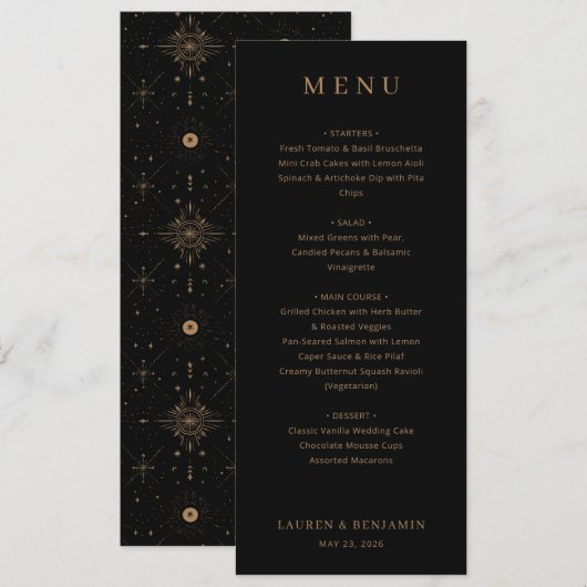 Elegant Black Gold Menu (Voorkant / Achterkant)