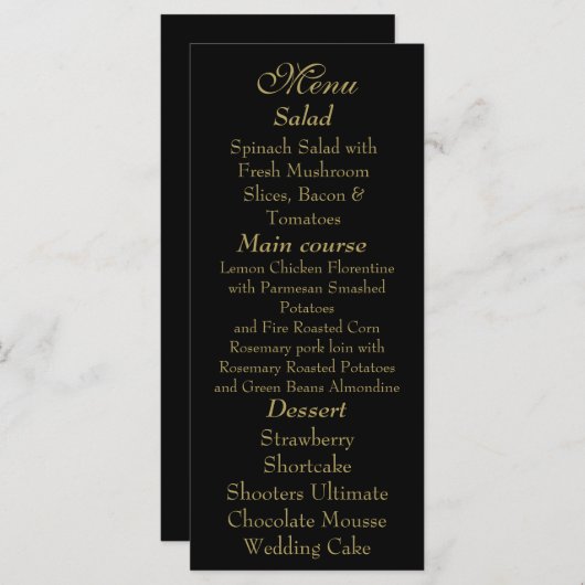Elegant Black & Gold Menu card (Voorkant / Achterkant)