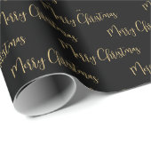 Elegant Black Gold Merry kerst Cadeaupapier (Rol Hoek)